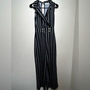 Almost Famous Monochrome Striped Jumpsuit